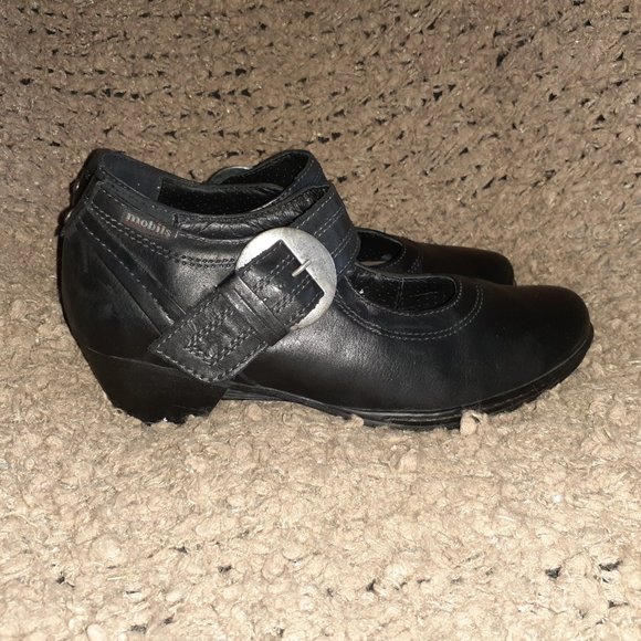 MEPHISTO-Air Relax-Black Leather Mary Janes-Buckle-Size 6.5-Excellent - Picture 4 of 7